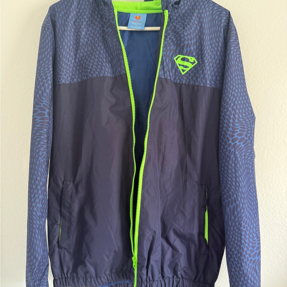 DC Comics Blue and Neon Green Windbreaker Jacket